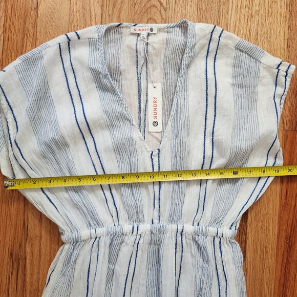 Sundry by Anthropologie Striped Embroidered Midi Dress Women's Size XS - Picture 4 of 8
